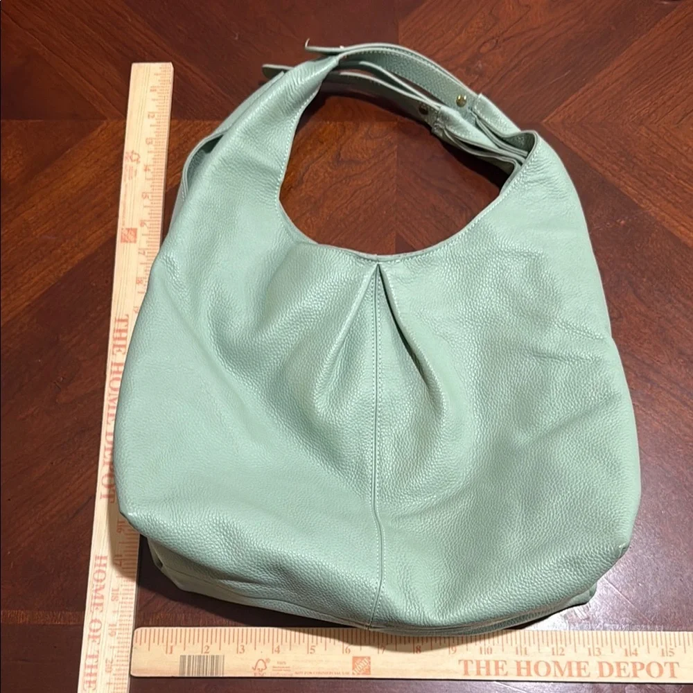 Lagoo leather mint green Hobo Bag with gold hardware